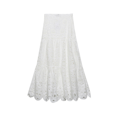Hollow High Waist Slim A-line Solid Color Skirt NSLQS129918