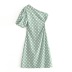 lantern sleeve slim single-shoulder hollow polka dot print dress NSLQS129919