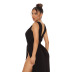 Slit Backless Deep V sleeveless solid color Dress NSYMA129981