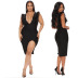 deep V slim slit feather sleeveless backless solid color dress NSYMA129982