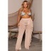 pantalones de playa transparentes de color liso con cintura alta y volantes de talla grande NSYMA129983