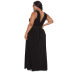 vestido de color sólido sin espalda con abertura y cuello en V sin mangas de talla grande NSYMA129988