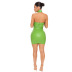 halter neck sleeveless tight backless solid color PU leather dress NSYMA129989