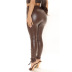 hollow lace-up high waist tight solid color PU leather pants NSYMA129990
