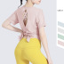 high-elastic short-sleeved round neck hollow slit solid color yoga top NSFH130012