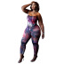 plus size print tube top backless high waist tight vest and trousers set NSFH130029