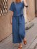 short-sleeved round neck high waist wide-leg loose solid color t-shirt and pant set NSFH130034