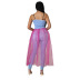 Vestido de perspectiva de mezclilla de color sólido delgado con costura sin espalda sin pantalones NSCYF130048