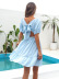 Square Collar Backless Lace-Up short sleeve solid color Chiffon Dress NSMY130056
