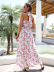 hanging neck backless lace-up slim Floral Dress NSMY130060