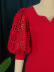 V-neck hollow out lantern sleeves slim slit prom dress NSKNE130080