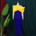 vestido de fiesta ajustado de cintura alta de color de contraste con lazo en la espalda abierta y cuello de una palabra NSKNE130087