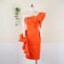 solid color off-the-shoulder high-waist asymmetric ruffle prom dress NSKNE130108