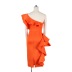 solid color off-the-shoulder high-waist asymmetric ruffle prom dress NSKNE130108