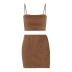 solid color crop camisole slit sheath skirt two-piece set NSTNV130120