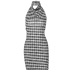 sleeveless halterneck backless plaid print sheath dress NSTNV130127