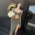 solid color cropped camisole with slit skirt set NSTNV130128