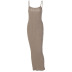 vestido lencero de punto hueco de cintura delgada de color sólido NSTNV130131