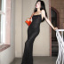 solid color backless slim slip dress NSTNV130133