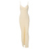 V-neck solid color buttoned mid-length slip dress NSTNV130137