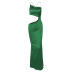 vestido lencero de cintura hueca de longitud media de color sólido NSTNV130138