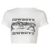 round neck tight letter printing short sleeve crop T-shirt NSTNV130145