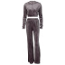 solid color velvet full zipper hoodie tube top and trousers three-piece set NSTNV130162