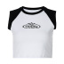 camiseta corta fina de manga corta con estampado de letras y costuras NSTNV130164