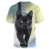 plus size Cat Print Crew Neck short sleeve casual T-Shirt NSLBT130209