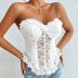 solid color stitching lace see-through lotus leaf wrap chest hollow vest NSSCY130227