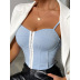 camisola con botones en el pecho envuelto en color liso NSSCY130229