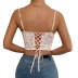 breasted buckle printing backless lace camisole NSSCY130237