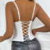 solid color lace embroidery fishbone underwire buckle open back camisole NSSCY130242