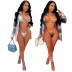 printing long sleeve coat wrap chest panties three-piece beachwear set NSCYF130250