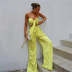 tube top lace-up high waist wide leg solid color vest and pants suit NSCOK130253