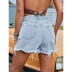Pantalones cortos de mezclilla delgada suelta con agujero de cintura alta NSJM130259