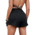button decor high waist denim shorts NSJM130267