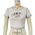 round neck printing slim fit short sleeve crop T-shirt NSHZ130269