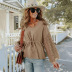 solid color chiffon buttoned hollow long-sleeved top NSHZ130275