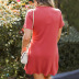 solid color short-sleeved drawstring slim dress NSHZ130278