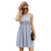 sleeveless round neck solid color high waist ruffle large skirt dress NSHZ130282
