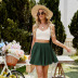 Solid Color Pleated Short A-Line Skirt NSHZ130284