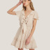 solid color ruffle short-sleeved chest strap dress NSHZ130289