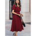 solid color jacquard chiffon short sleeve dress NSHZ130290
