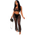 slim knitted hand hook hollow camisole and trousers set NSHOM130298