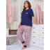 plus size round neck short sleeve loose plaid two-piece Loungewear-Can be worn outside NSWFC130310