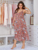 plus size suspender backless loose floral nightdress-Can be worn outside NSWFC130313