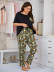 plus size print short-sleeved loose t-shirt and trousers two-piece Loungewear-Can be worn outside NSWFC130315