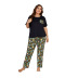 plus size print short-sleeved loose t-shirt and trousers two-piece Loungewear-Can be worn outside NSWFC130315