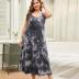 plus size print cross sling backless loose nightdress-Can be worn outside NSWFC130323
